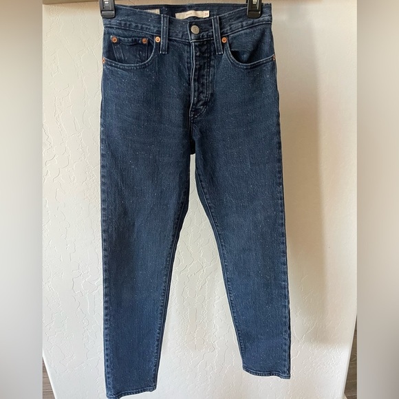 Levi’s| Women’s Wedgie High Rise Jeans, Dark Wash with Spotted Details—Size 24• - Picture 2 of 16